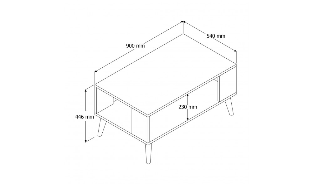Masuta de cafea, City 2028, Stejar, 90 x 54 x 42 cm