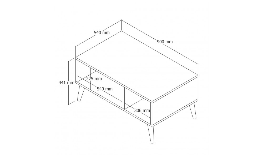 Masuta de cafea, Exxen, Stejar, 90 x 54 x 42 cm