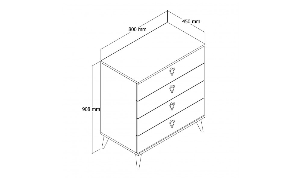 Comoda, Versa, Stejar, 80 x 91 x 45 cm