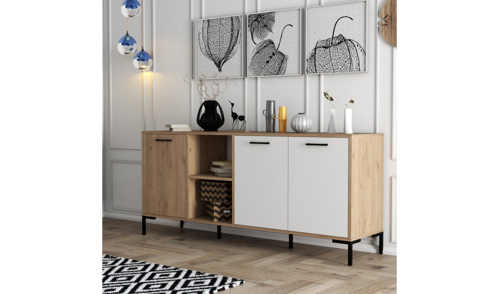 Consola, Aurora - 1634, StejarAlb, 180 x 80 x 45 cm