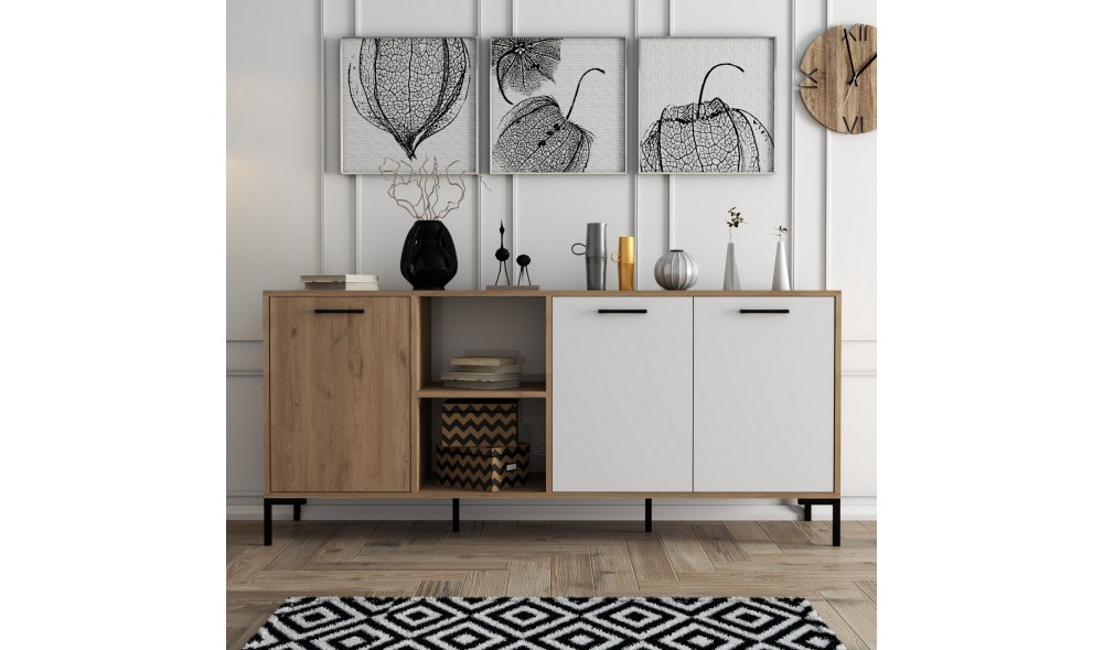 Consola, Aurora - 1634, StejarAlb, 180 x 80 x 45 cm