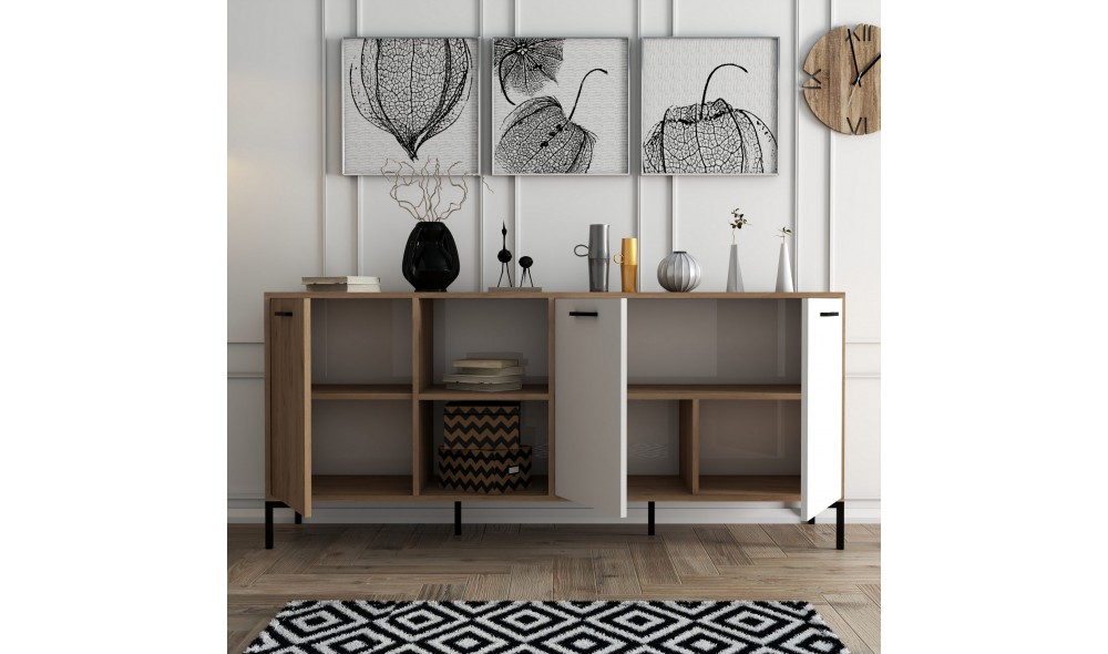 Consola, Aurora - 1634, StejarAlb, 180 x 80 x 45 cm