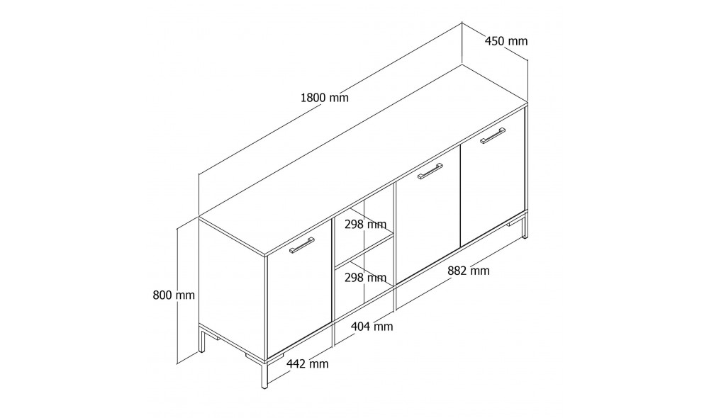 Consola, Aurora - 1636, Stejar, 180 x 80 x 45 cm