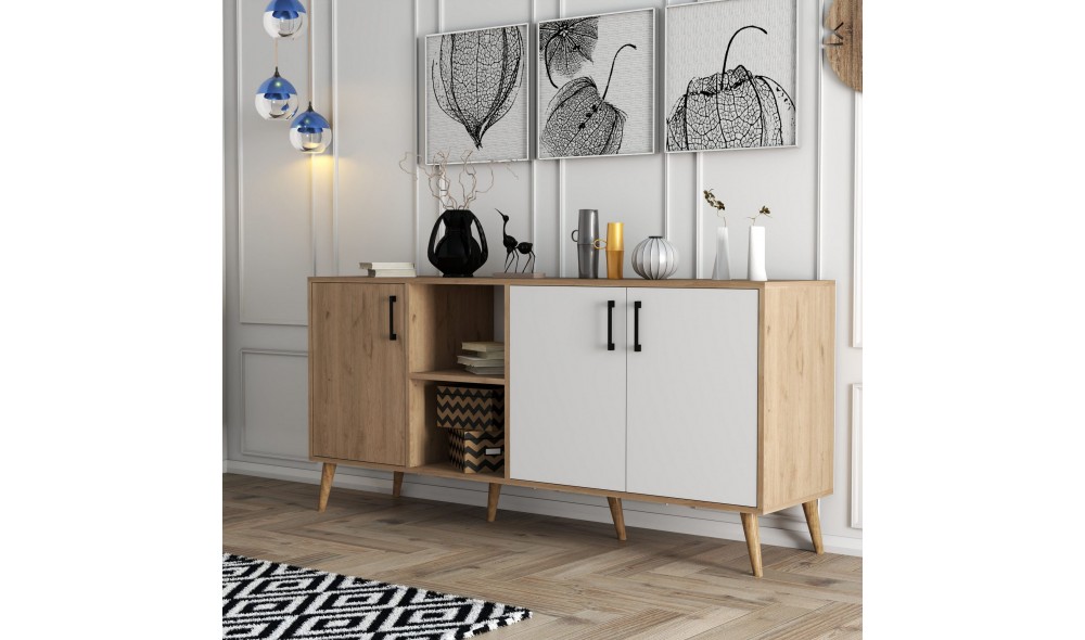 Consola, Exxen - 1624, StejarAlb, 180 x 80 x 45 cm