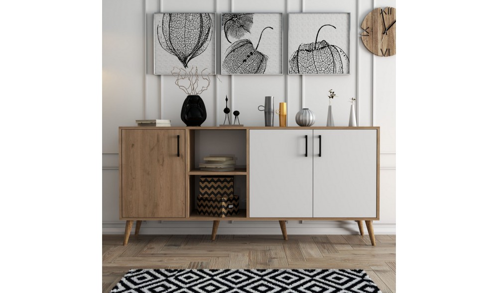 Consola, Exxen - 1624, StejarAlb, 180 x 80 x 45 cm