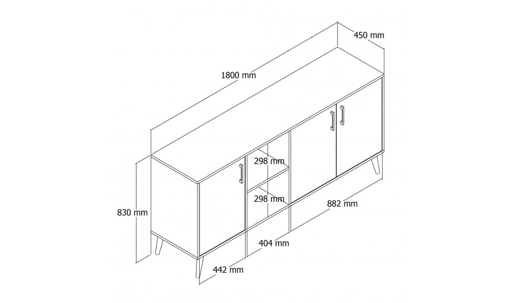 Consola, Exxen - 1624, StejarAlb, 180 x 80 x 45 cm