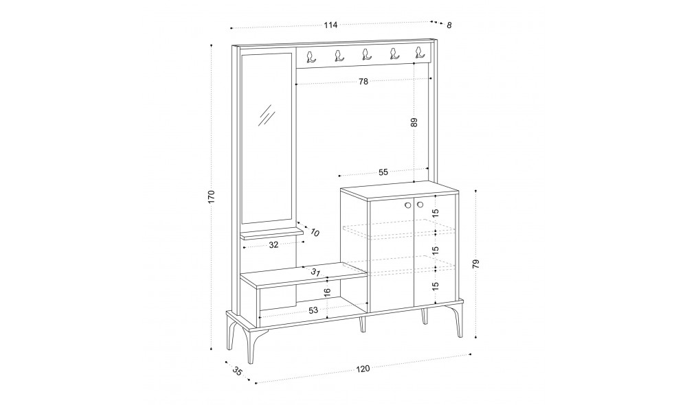 Sala Stand Andy 114 x 170 x 35 cm