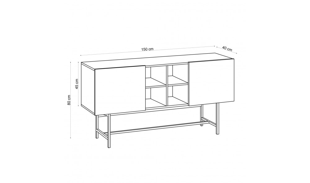 Consola Flory - Stejar safir 150 x 80 x 40 cm