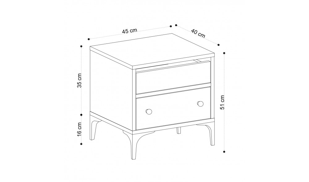 Noptiera Orabella 45 x 51 x 40 cm