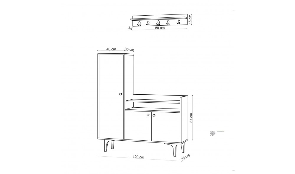 Pantofar, Barney, Stejar, 120 x 116 x 35 cm