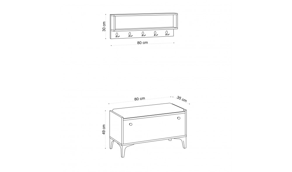 Pantofar, Lena, Stejar, 80 x 49 x 35 cm