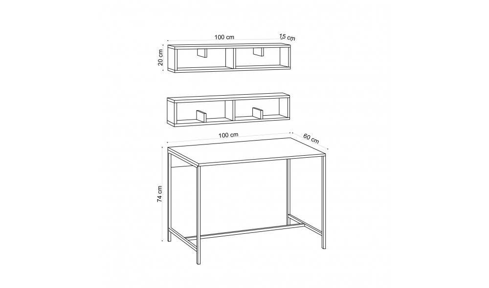 Birou de studiu Penny 100 x 74 x 60 cm