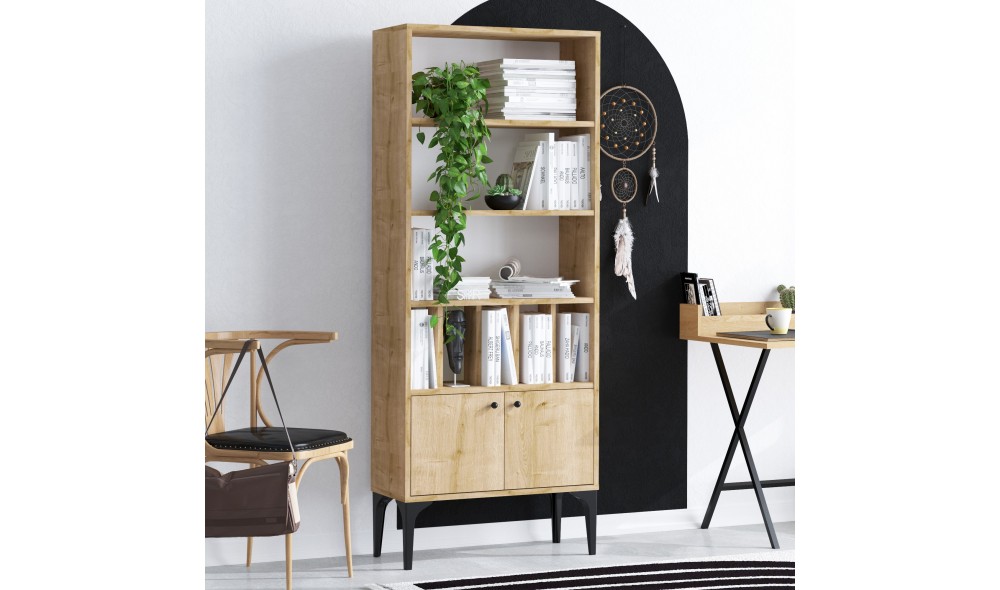 Raft pentru carti, Pollux, Stejar safir, 60 x 175 x 30 cm