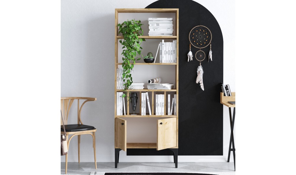 Raft pentru carti, Pollux, Stejar safir, 60 x 175 x 30 cm