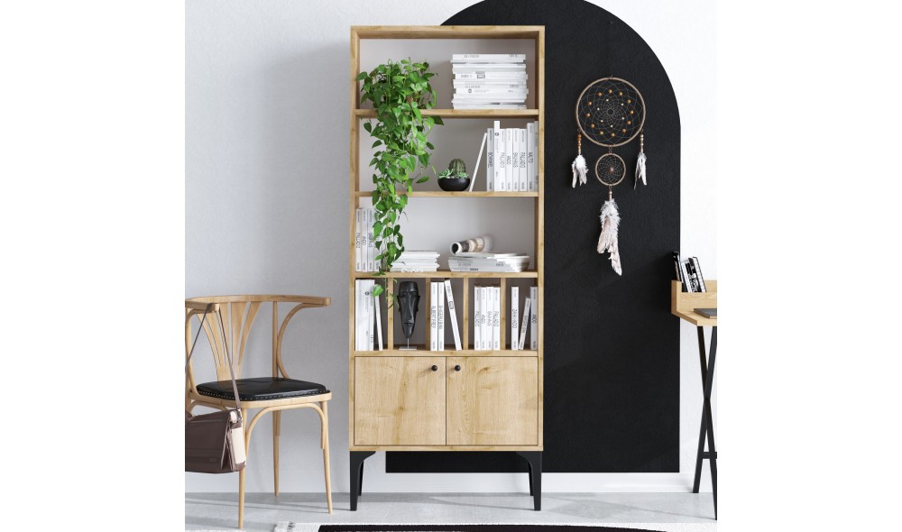 Raft pentru carti, Pollux, Stejar safir, 60 x 175 x 30 cm