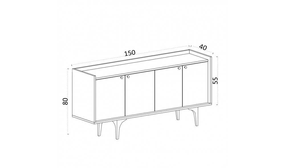 Consola, Navi, Stejar safir, 150 x 80 x 40 cm