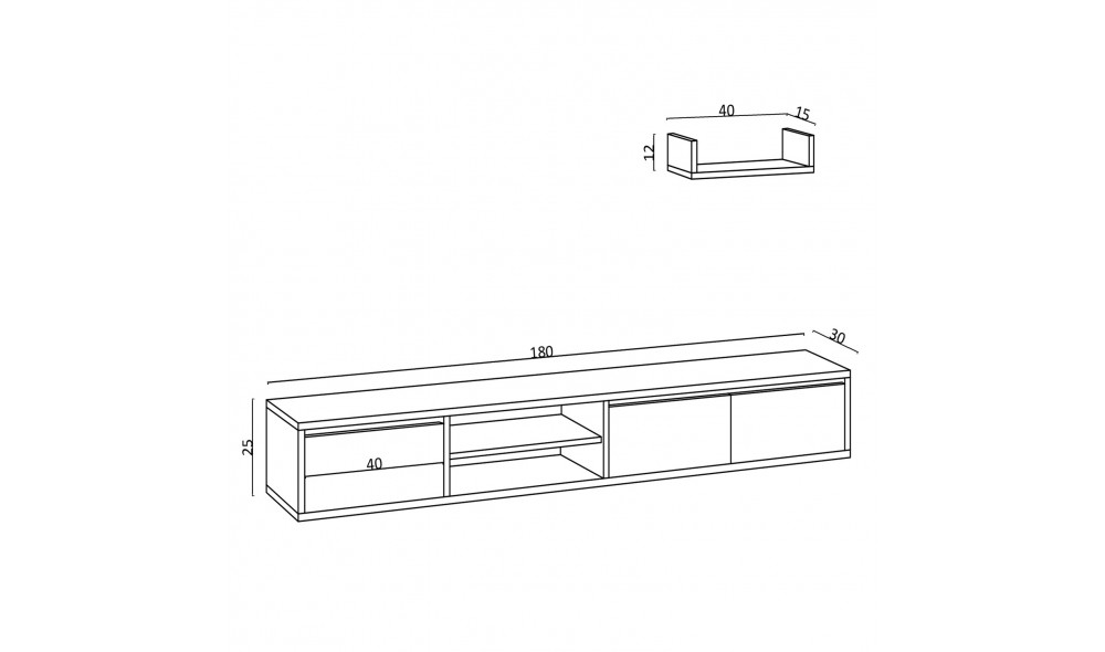 Unitate TV Heka 180 x 24 x 30 cm