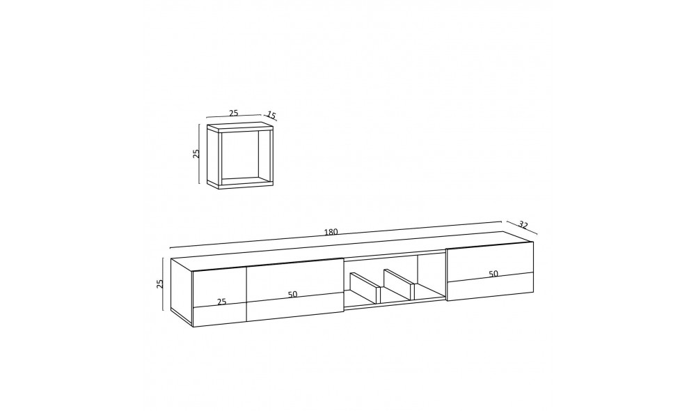 Unitate TV, Avior, Stejar safir, 25 x 25 x 15 cm
