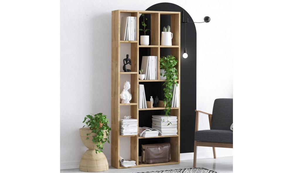 Raft pentru carti, Demios - Dec0067, Stejar safir, 75 x 170 x 18 cm