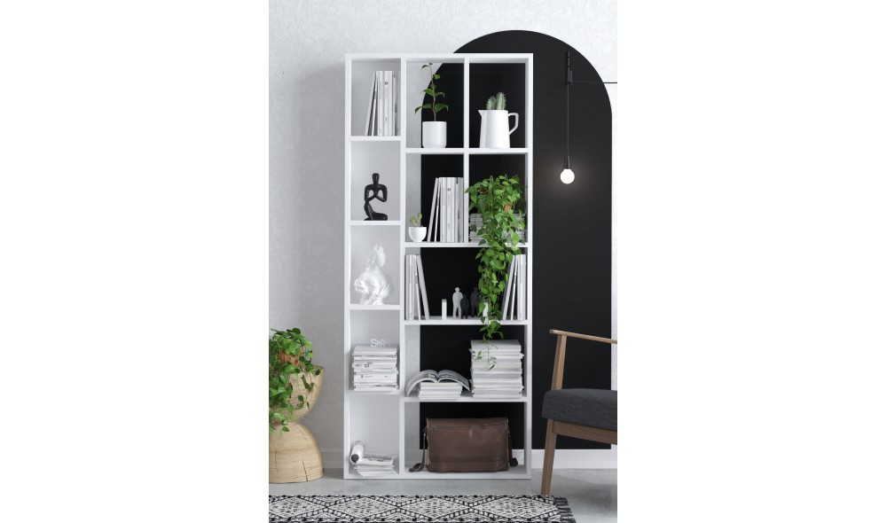 Raft pentru carti, Uranus - Dec0068, Alb, 75 x 170 x 18 cm