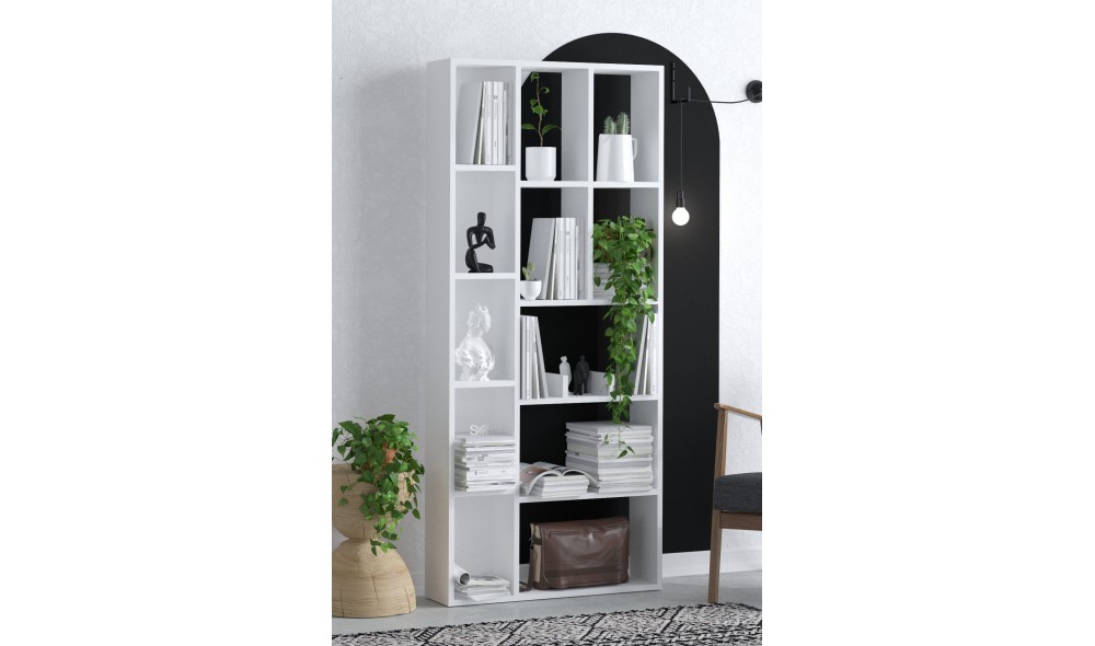 Raft pentru carti, Uranus - Dec0068, Alb, 75 x 170 x 18 cm