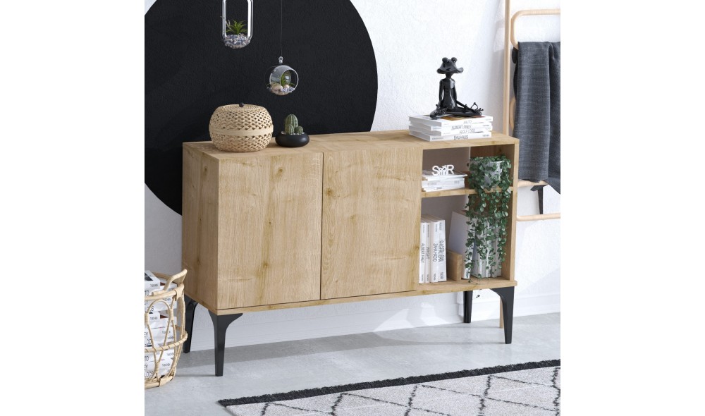 Consola, Oscar, Stejar safirNegru, 120 x 80 x 40 cm