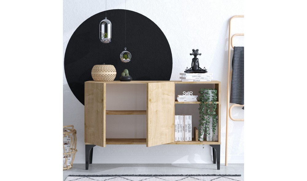 Consola, Oscar, Stejar safirNegru, 120 x 80 x 40 cm