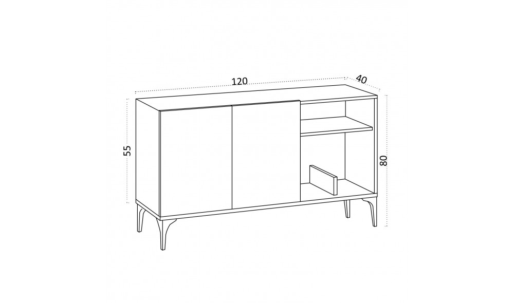 Consola, Oscar, Stejar safirNegru, 120 x 80 x 40 cm