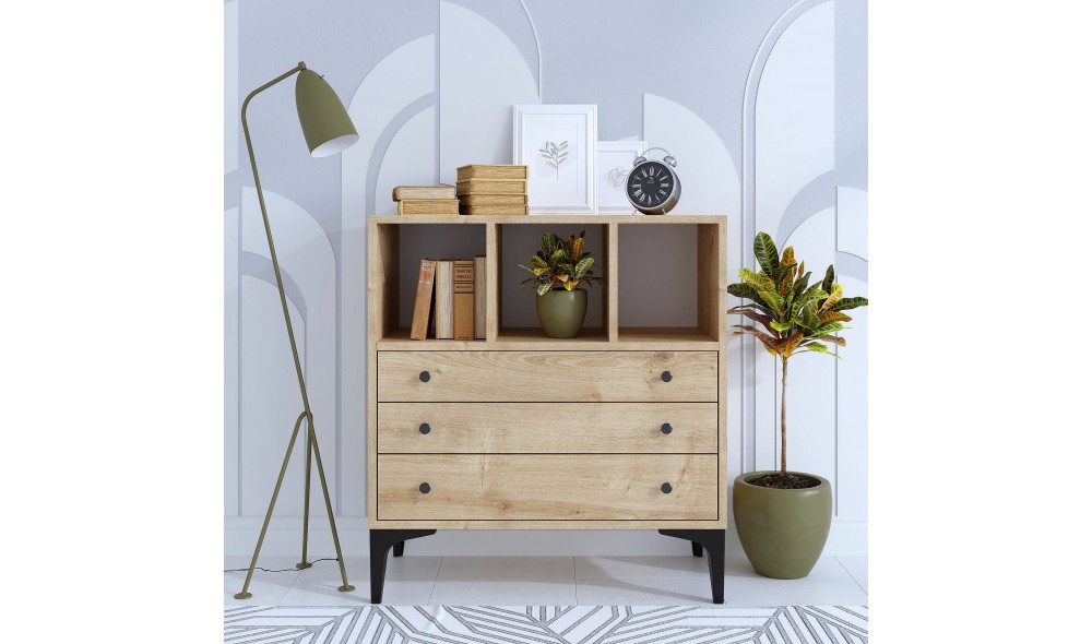 Comoda, Nevada v2, Stejar, 80 x 86 x 40 cm