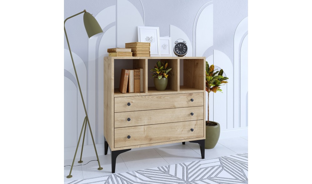 Comoda, Nevada v2, Stejar, 80 x 86 x 40 cm