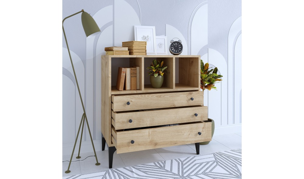 Comoda, Nevada v2, Stejar, 80 x 86 x 40 cm