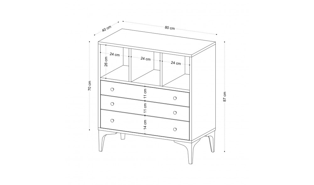 Comoda, Nevada v2, Stejar, 80 x 86 x 40 cm