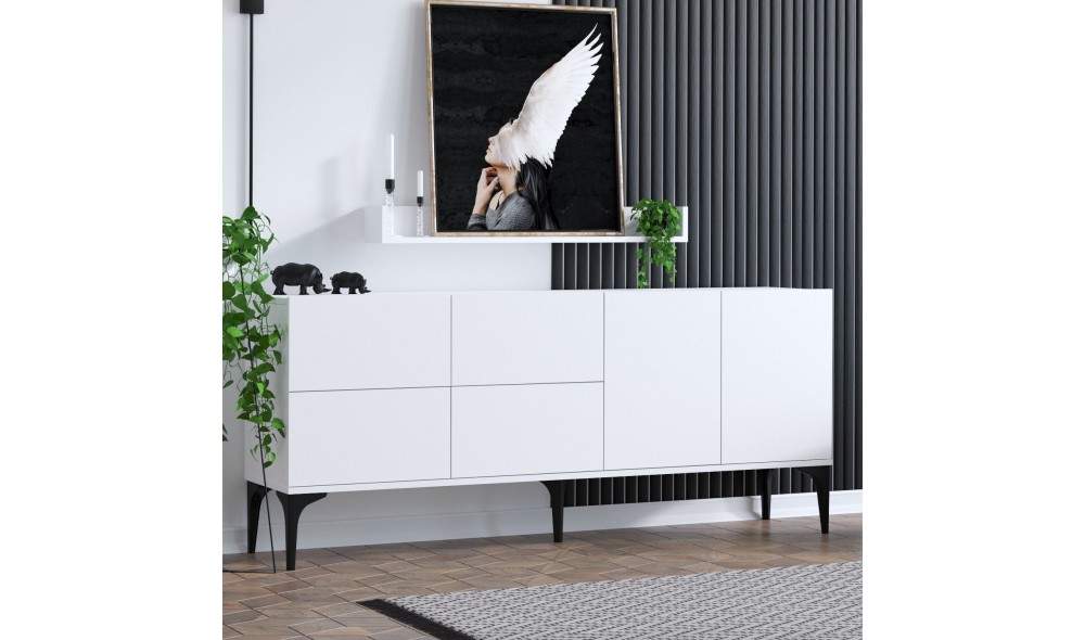 Consola, Lucky, AlbNegru, 180 x 80 x 40 cm
