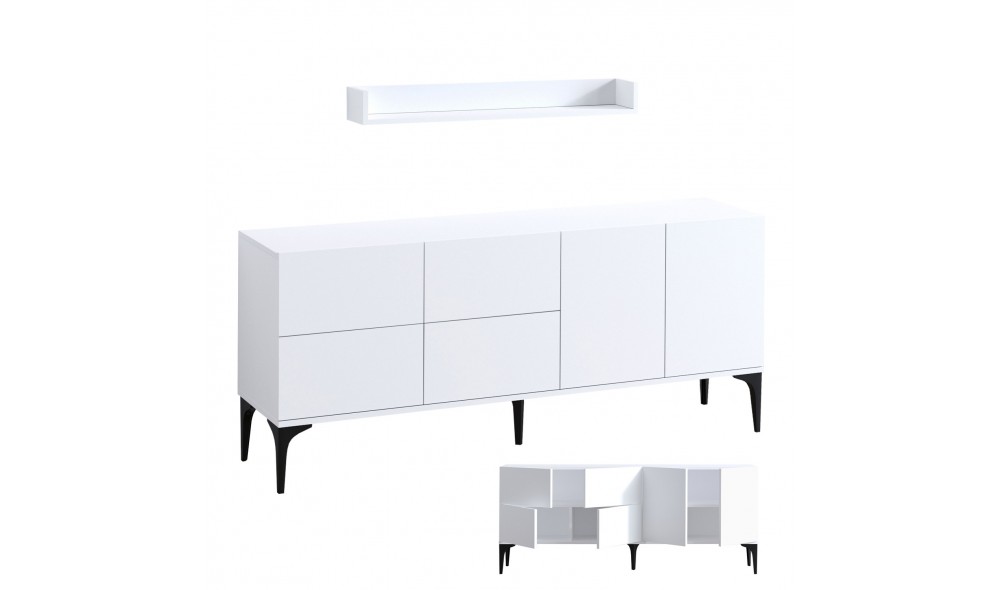 Consola, Lucky, AlbNegru, 180 x 80 x 40 cm