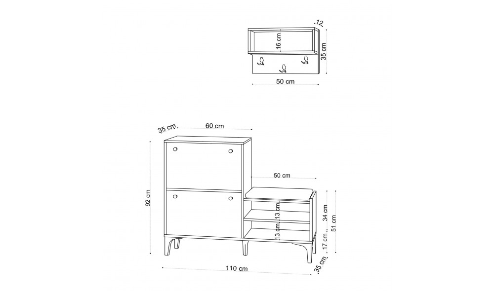 Pantofar, Fredy, AlbNegru, 110 x 92 x 35 cm