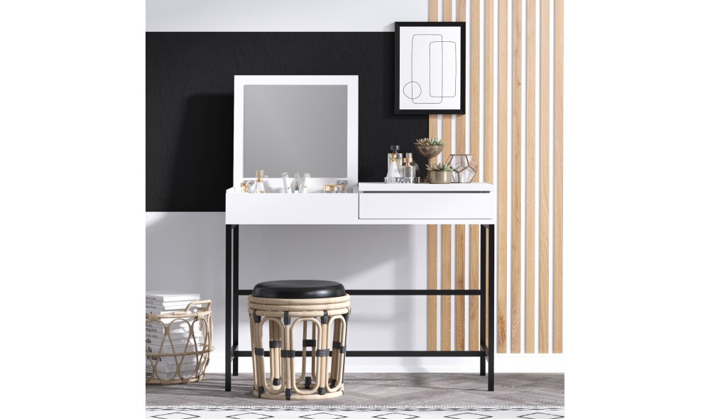 Masa de machiaj, Amour, AlbNegru, 100 x 74 x 50 cm