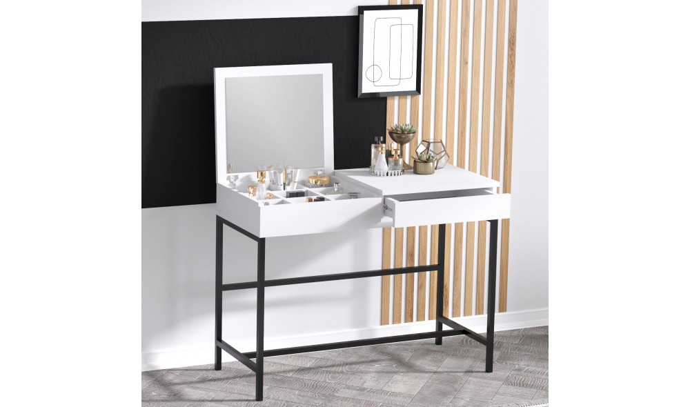 Masa de machiaj, Amour, AlbNegru, 100 x 74 x 50 cm