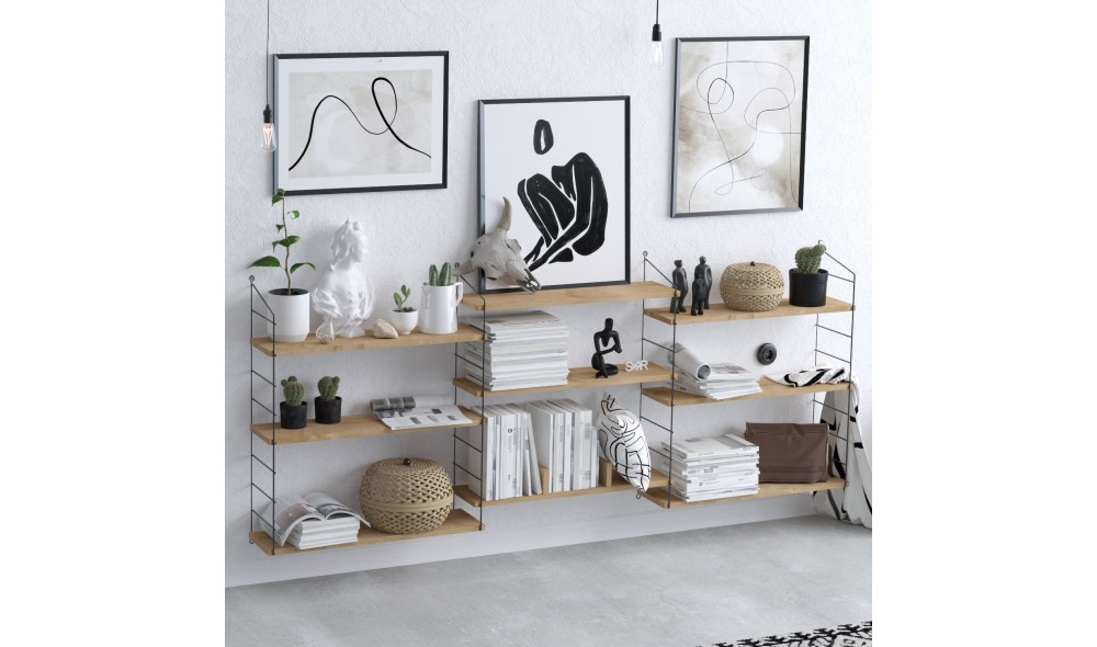 Raft pentru carti, Laba, Stejar, 85 x 216 x 20 cm