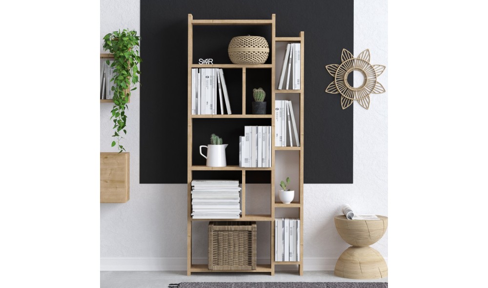 Raft pentru carti, Momo, Stejar, 65 x 150 x 15 cm