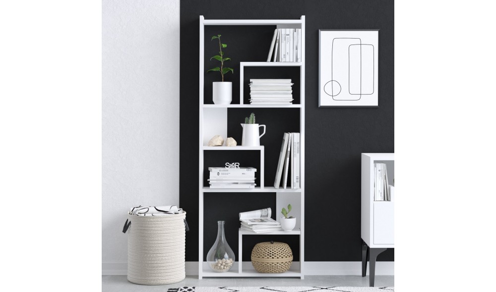 Raft pentru carti, Prins, Alb, 60 x 150 x 15 cm