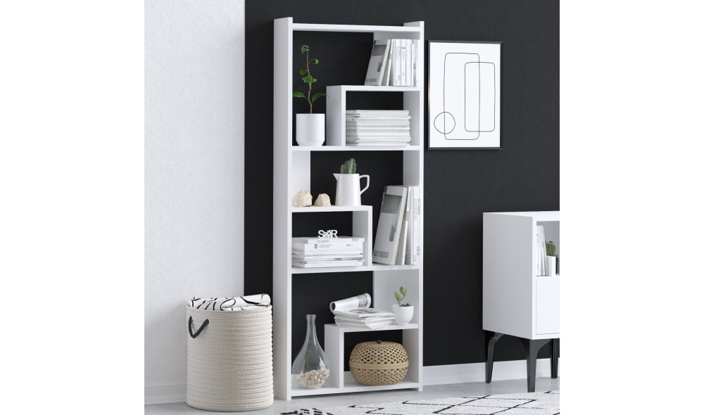 Raft pentru carti, Prins, Alb, 60 x 150 x 15 cm