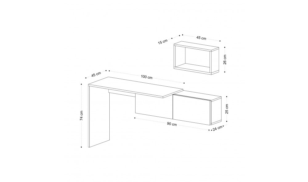 Birou de studiu, Tiff, AlbStejar, 145 x 74 x 45 cm