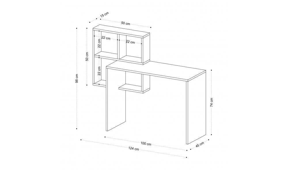 Birou de studiu, Adell, AlbStejar, 98 x 124 x 45 cm