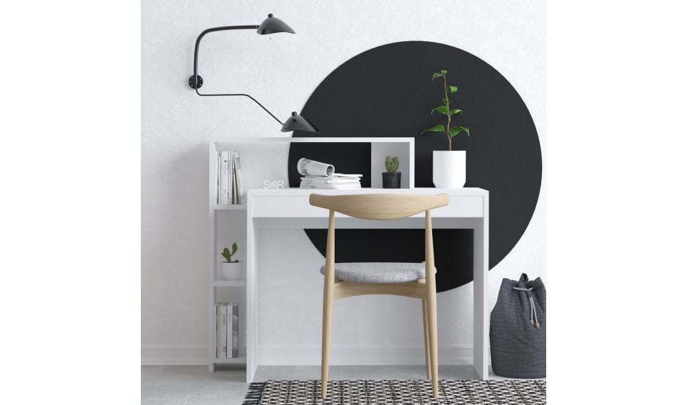 Birou de studiu, Trella, Alb, 95 x 117 x 45 cm