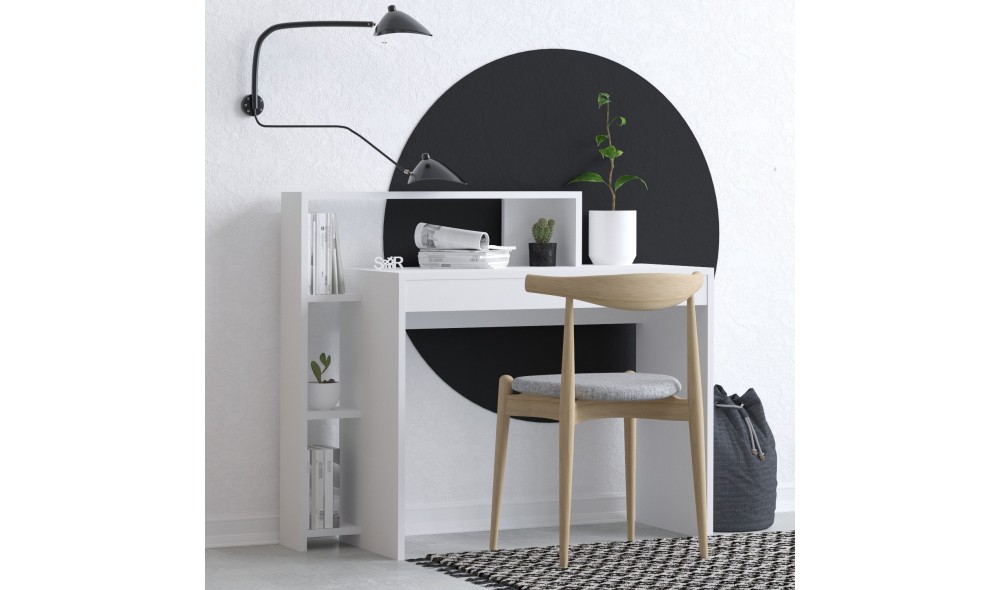 Birou de studiu, Trella, Alb, 95 x 117 x 45 cm