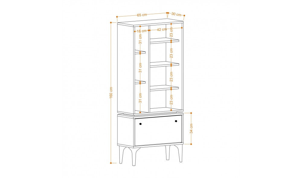 Raft pentru carti, Fix, StejarNegru, 65 x 160 x 30 cm