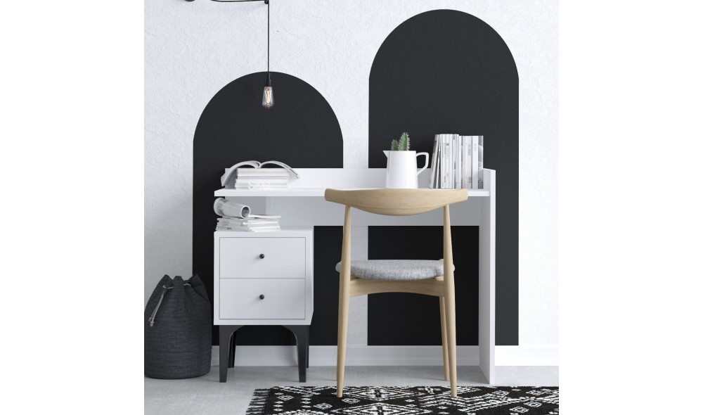 Birou de studiu, Dow - Dec0088, Alb, 100 x 80 x 45 cm