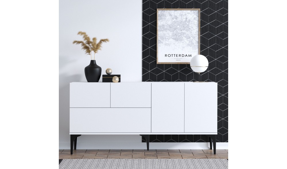 Consola, Glise, AlbNegru, 150 x 75 x 35 cm