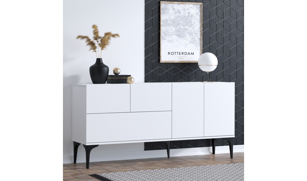 Consola, Glise, AlbNegru, 150 x 75 x 35 cm