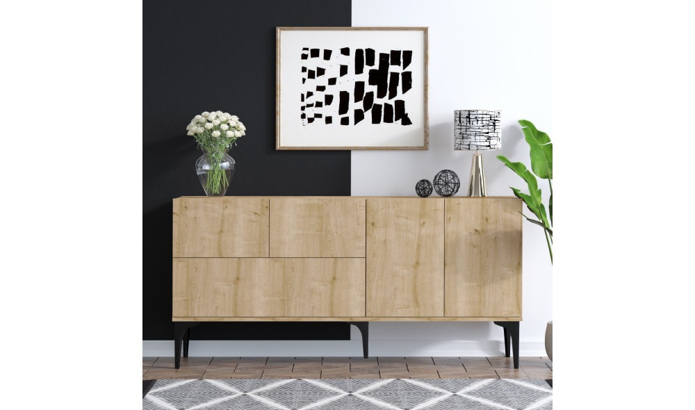 Consola, Tress, StejarNegru, 150 x 75 x 35 cm